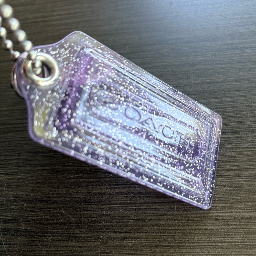 Coach Poppy Hang Tag Set (3” Clear Purple Silver Glitter & 2.5” Purple Patent) - Picture 5 of 9